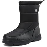 BARFULKER Winterschuhe Herren Damen Wasserdicht Winterstiefel Warm Gefüttert Schneestiefel Leicht Trekkingschuhe Wanderschuhe Rutschfest Stiefel Arbeiten Ski Outdoor Boots,Schwarz 45 EU