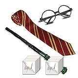 YoHold Zauberer Brille mit Zauberer-Tattoos, Magischer Zauberstab und gestreifte Krawatten für Halloween, Cosplay Wizard Kostümzubehör, Geburtstagsfeiern Dekorationen, 19pcs