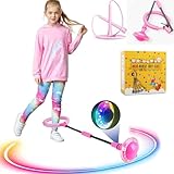 Q-WOOFF Jumping Ball and Skipping Rope,Für Outdoor-Spielzeug für Kinder im Alter Von 5–12 Jahren,Geschenke für Mädchen Im Alter Von 8–12 Jahren, Geschenke für Jungen, Bewegung, Springspiele (Rosa)