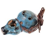 CLISPEED Tragbare Alt c Okarina Keramik Kürbisflöte Blau mit Blumenglasur für Anfänger und Musikliebhaber