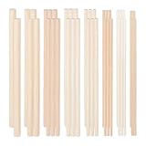 Kznifmk 42 Stück Holzdübel in verschiedenen Größen, runde Dübel, Set aus Buchenholz, Stäbchen aus Hartholz, unvollendet, Basteln, Handwerk