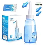 CYOUH Nasendusche Set, 260 ml, mit 60 Nasenwasch-Salzpaketen und Aufkleberthermometer，nasendusche erwachsene zur Nasenreinigung und Nasenspülung
