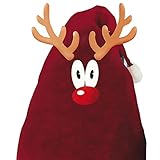 AFP Winterschutz Vlieshaube Rentier, rot, 90 x 110cm, 50g/qm Kübelpflanzensack Gartenvlies atmungsaktiv/Frostschutz Pflanzen/Gartendeko/Kordel / 2 Jutesäckchen gratis