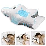 Lemeiler nackenkissen Memory Foam orthopädisches Kissen ergonomisches kopfkissen antischnarchkissen für Rücken, Seiten und Bauchschläfer, waschbarer Kissenbezug