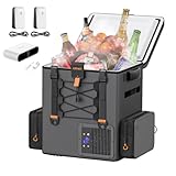 Litheli FrozenPack Kompressor Kühlbox 20L, 12V/240V Rucksackkühlschrank für Camping, Reisen, Wohnmobil, 15 Minuten Schnellkühlung, mit 2 x 4.0Ah Akkus und Ladegerät (3 Paket)
