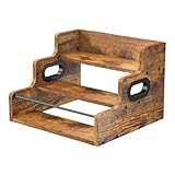 Vintage Weinregal Organizer – Halterung für Likör-Arbeitsplatte, rustikales Holzregal | Bar für Küche zu Hause, dreistufige Halterung mit robustem Build für