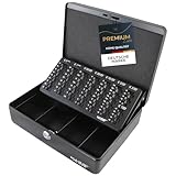 HMF 10015-02 Geldkassette abschließbar mit Münzzählbrett | 30 x 24 x 9 cm | Schwarz