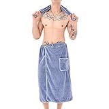 PODOLIXIA Saunakilt Herren, Koralle Samt Frottee Bequem Weich Saunakilt Sarong mit Taschen Druckknöpfen Men's Bademantel Lässiges Badetuch Hausanzug Homewear