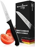 Schwertkrone® Schälmesser Tomatenmesser [MADE IN SOLINGEN - GERMANY] - Gemüsemesser Obstmesser - Küchenmesser klein scharf Schneidemesser Sägemesser - Allzweckmesser (Gezahnte Klinge: 7,5cm)