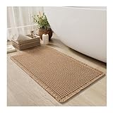Bath Mat, Non-Slip Bathroom Rug Quick Dry, Badezimmerteppich Rutschfest, Badteppich Rutschfest Waschbar, Badezimmermatte, Badvorleger, Badezimmermatte, Machine Washable for Shower,Toilet (Beige)