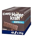 Haferriegel Corny Haferkraft Zero Kakao, ohne Zuckerzusatz, 125 kcal pro Riegel, vegan, 48x35g