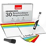 GAUDER Magnetstreifen beschreibbar | Magnetschilder zum Beschriften | Magnetkarten für Kanban Board, Whiteboard & Tafel