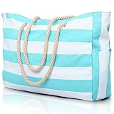 oscaurt Strandtasche Groß Shopper Tasche Tote Bag Handtasche Damen Strandtasche XXL Familie Reisetasche Saunatasche Badetasche Umhängetasche mit Reißverschluss Weihnachtsgeschenke