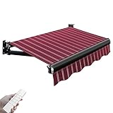 Elektrische einziehbare Markise - Fernbedienung & manuelle Kurbel, wasserdichter Sonnenschutz für Terrasse & Fenster Sonnenschutz