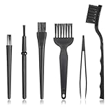Xthrotsenk 6 Stück Antistatische Tastatur Reinigungsbürsten Set - Nylon Bürsten für Laptop, Tastatur, Leiterplatte, Motherboards - Schwarz, Kunststoffgriff