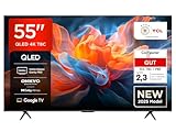 TCL 55T8C 55 Zoll QLED 4K HDR UHD Fernseher, Smart Google TV Dolby Vision & Atmos, 144Hz Motion Clarity Pro, FreeSync, Onkyo 2.1 Sound, Sprachsteuerung, Kompatibel mit Google Assistant