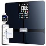 RENPHO Körperfettwaage mit großem Display, Personenwaage Ultrapräzise Waage mit Körperfett und Muskelmasse, Trend, Smart Waage Personen mit App, ITO Körperwaage, Schwarz, Elis 2X