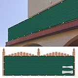 Balkonumrandung Sichtschutz 130 x 160 cm HDPE Gewebe, Windschutz, Sonnenschutz, Atmungsaktiv, Blickdichte Balkonumspannung mit Kabelbinder Und Kordel für Balkon, Terrasse, Garten, Grün