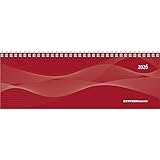 Zettler Tisch-Querkalender Profi rot 2026 – Wochenkalender 30 × 11 cm, 1 Woche/2 Seiten, mit Notizblatt & Jahresübersicht, Zeiteinteilung 8–21 Uhr, Monatsregister, Ringbindung, FSC-zertifiziert
