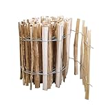 iWerk® – Staketenzaun 60 × 300 cm gerollt – Lattenabstand 7-8 cm | Haselnusszaun zum Stecken für Beeteinfassung & Teichumrandung | Natürliche Deko für den Garten | Holzzaun extra witterungsbeständig