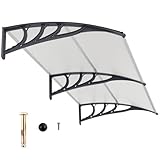 COSTWAY Vordach für Haustür 199 x 99 cm, Überdachung aus Aluminium und Polycarbonat, Transparentes Pultbogenvordach, Haustürvordach, Pultvordach, Haustürdach, Türvordach für Eingangsbereich (Silber)