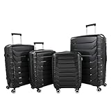 CRavayal Gepäcksätze 4 Stück mit Spinnerrad, Hardside Koffer Set mit TSA-Schloss, erweiterbares leichtes Reisegepäck (18/20/24/28 ') für Männer und Frauen, schwarz