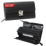 Echt-Leder Kellnerbörse Taxi Geldbörse Leder schwarz Kellner-Portemonnaie Kellner-Geldbörse Geldbeutel Portmonee mit großem Münzfach für Damen Herren