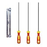 3 Stück Kettensägefeile, Kettensäge Rundfeile, Feilen Set Mit Griff und Aktenhalter, Gibt es 3 Größen von 4.0 mm,4.8 mm,5.5 mm, für Kettensägen