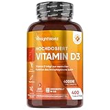 Vitamin D3 4000 IE - 400 Tabletten - Vitamin D trägt zur Erhaltung normaler Knochen - Sonnenvitamin - Cholecalciferol - Frei von Magnesiumstearat, Ohne Zusatzstoffe, Vegatarisch - WeightWorld