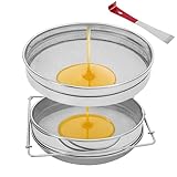 Honigsieb mit Doppelsieb, Edelstahl-Maschensieb für 5-Gallonen-Eimer, Honigschleuder für sauberen Honig mit bis zu 16,5 Zoll ausziehbaren Armen, Imkereiausrüstung, Honigabfallfilter