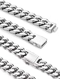 Inscca Kette Herren Edelstahl 55cm 5 mm Panzerkette Herren Cuban Halskette Edelstahl Dünn Panzer Kette Damen für Jungen Stämmig