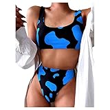 TYUIOP Bikini Mit Hohem Bund Damen Bikini Set V Ausschnitt Schlitz Lace Up Mid Waist Knebelverschluss Bikini Oberteil Große Brüste Mit Bügel Bikini Oberteil Damen Push Up Badeanzug Sexy