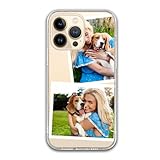 Personalisierte 2 Bilder weiche Silikonhülle für iPhone 16 15 14 13 12 11 X XS XR 8 7 6 – Geschenk für Paare und Tierliebhaber