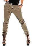 Sublevel Damen Boyfriend Chino Hose LSL-248 inkl. Gürtel Light Brown/Design 09 S