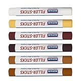 Celuicion Reparaturset aus Holz, 6 Stück Möbelreparaturstäbe, langlebige Buntstifte für Flecken, Löcher, Risse und Fußleisten | Schränke, Sockeltische, Türen, Spielzeug und Wände