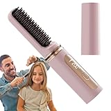 Glättungsbürste,Kabelloser Haarglätter Mit Bürste - USB Wiederaufladbares Schnellaufheizendes Stylingwerkzeug Lockenstab Kamm Für Frauen Mädchen Alle Haartypen Volumisierend