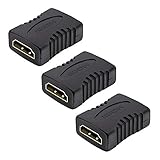 JBSTK 3X HDMI auf HDMI Kupplung Adapter/HDMI-Buchse auf HDMI-Buchse Verlängerung | VERGOLDETE Kontakte | 1080p Full HD | Schwarz