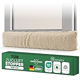 Zugluftstopper für Türen 100cm Natur Schurwolle – stoppt Zugluft & Kälte, dämpft Lärm/Staub/Licht, rutscharm, ohne Bohren; für Wohnungstür/Haustür, Türspalt abdichten, Einzelstück