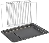 Rosenstein & Söhne Antihaft-Backblech: 2er-Set aus Universal-Backblech und -Backofenrost, ausziehbar (Ofengitter, Backgitter, Grillrost)