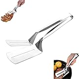 Griddle Spatel, Schaufel Clip aus Edelstahl 304, küchenzange, Doppel-Pfannenwender, Fischwender - Grill Fischspatel, Salat Grill Speisen Clip, pfannenwender, geeignet zum Garen diverser Zutaten