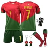 Ronronner Fußballtrikot für Kinder,Fußballtrikot,Kurzarmtrikot Shorts Set,Fussball Jersey Football Trikots,Nr.7,50Jersey Fußballtrikot mit Socken für Erwachsene und Kinder