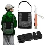 Begonia Pilzmesser mit Bürste und Lineal, Edelstahl Trüffel Taschenmesser mit Schlüsselring, Klappmesser mit Großvolumige Pilzsammeltasche, Schärfwerkzeuge, Schwammerlmesser für Dschungelpflücken