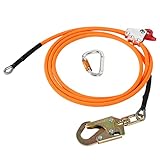 Stahlseilkern-Flip-Line-Kits 12mm*2,4m / 3m /3,6m, Stahlkern Lanyard mit Triple Lock-Karabiner, Verstellbares Lanyard Klettern Bergseile für Baumkletterer, Baumpfleger, Absturzsicherung (12mm*3.6M)