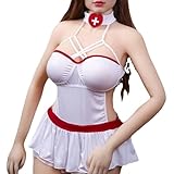 ZTIANEF latexWeiß Sexy Cos Krankenschwester Uniform DREI-Punkt Erotische Dessous Sommerkleid Set, 1, M