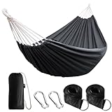 ANYOO Hängematte Outdoor Baumwolle Bequemer Stoff mit Baumfreundlichen Gurten zum Aufhängen, Robuste Tragbare Hängematte mit Reisetasche für Garten, Indoor, Balkon, Terrasse, Camping