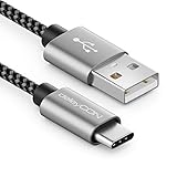 deleyCON 1,5m Nylon USB-C Kabel Ladekabel Datenkabel USB Typ C Metallstecker Laden & Synchronisieren von Handy & Smartphone