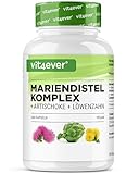 Mariendistel Artischocken Löwenzahn Komplex - 240 Kapseln (4 Monatsvorrat) - Hochdosiert mit 80% Silymarin & 2,5% Cynarin - Laborgeprüft - Vegan