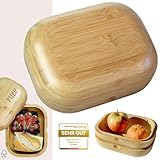 Pure Bambus Brotzeitdose, Lunchbox für Erwachsene, verschiedene Ausführungen, Büro, hochwertig, Outdoor Brotzeitbox, 100% plastikfrei, BPA-frei, Handgefertigt, 1000ml (Natur, 1000 ml)
