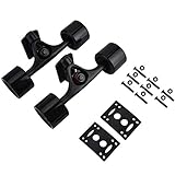 Fafeims 2 Teile/Satz 10,24 Zoll Skateboard Longboard Truck Combo Set mit Wheel Riser Pad Lager Hardware Zubehör(Schwarzes Schaftschwarzrad)