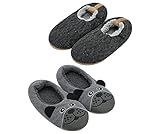 DICUIRD Herren-Slipper-Socken mit rutschfester Unterseite, warme Hausschuhsocken mit Greifern für Herren, flauschige Hausschuhe, Grau und Bär, 40/43 EU